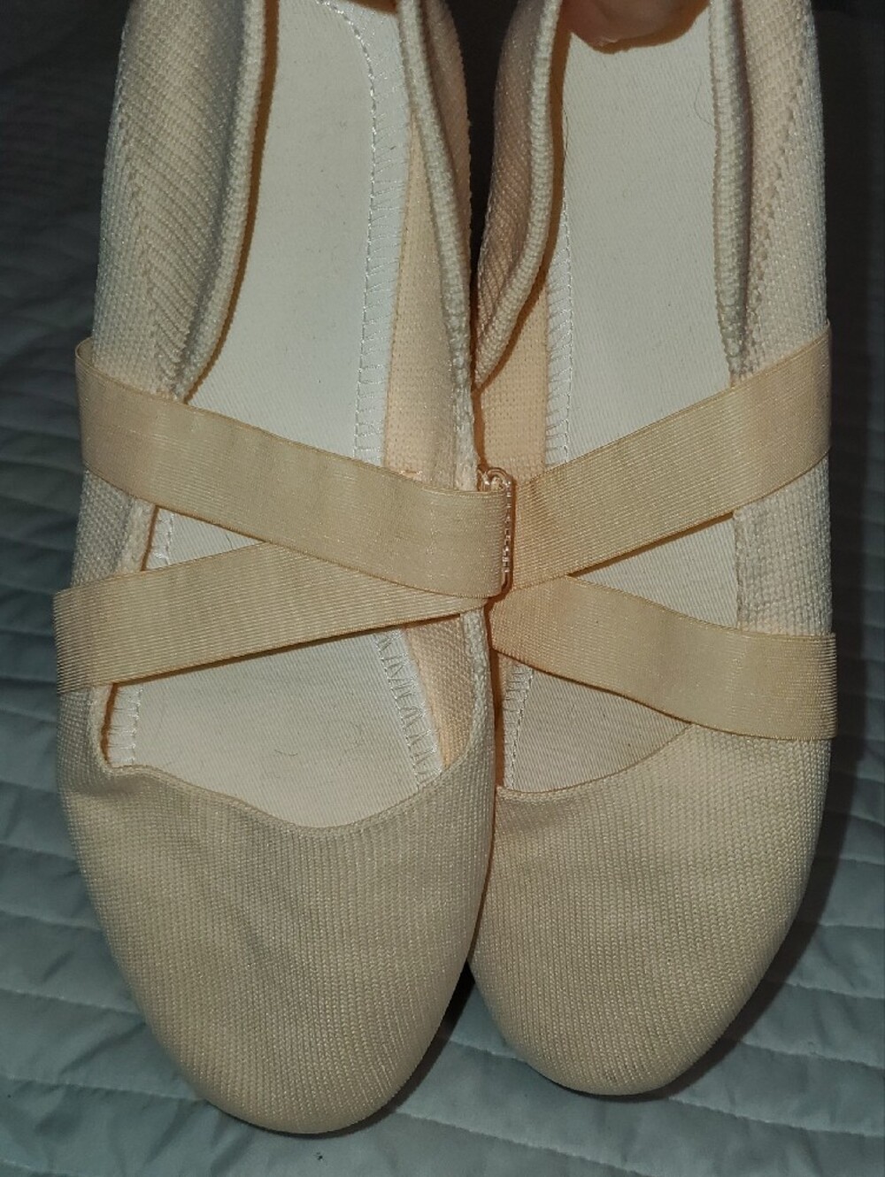 Women’s Ballet Flats with Cross Elastic Straps in Light Beige - Picture 3 of 3